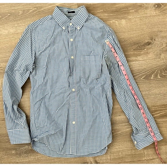 J. Crew Shirt Men's S Blue Slim Fit Checkered Gingham Long Sleeve Plaid Shirt - Picture 6 of 11